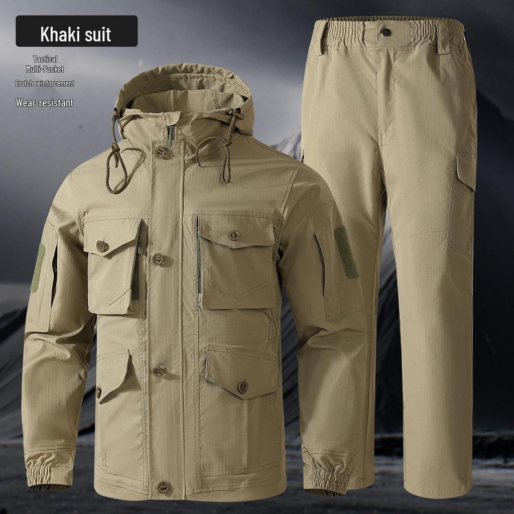 Men's Wear-Resistant Camouflage Workwear Set: Jacket & Pants for Outdoor, Tactical, and Mountaineering Activities