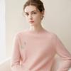 Women's 100% Pure Cashmere Sweater - Autumn/Winter, Versatile Round Neck, Loose Fit, Pink Knit