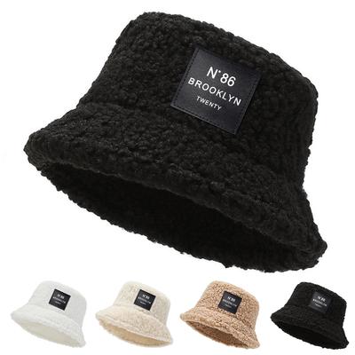 Männer und Frauen N86 Etikett Dekoration Fischerhut Mode Outdoor Warm Lammwolle Bucket Hats Flache Kappe Reise Strandkappen