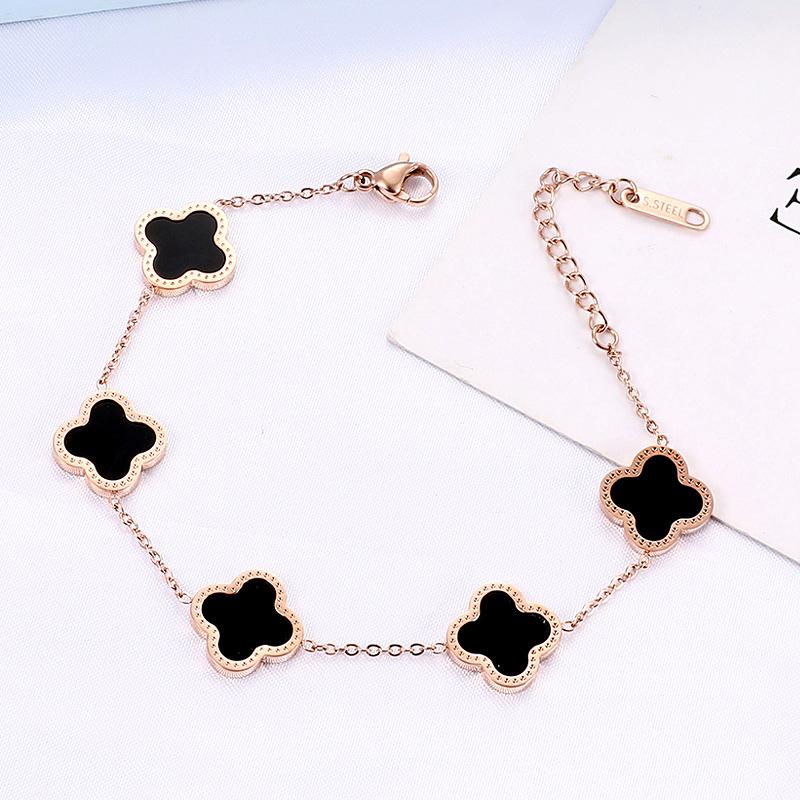 Four-leaf Clover Titanium Steel Bracelet for Women Simple Colorfast Unique and Elegant