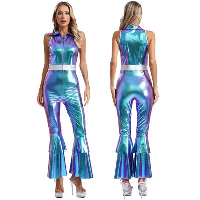 Ženy Lesklá metalíza 70. léta Disco Kostým Zpěvák Tanečník Cosplay Kostým Jazz Dance Overal s vysokým pasem