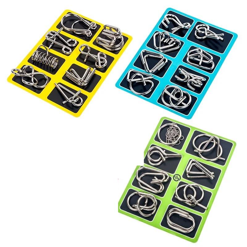 8Pcs/Set Metal Montessori Puzzle Wire Mind Brain Teaser Puzzles Children Adults Interactive Game Reliever Educational Toys