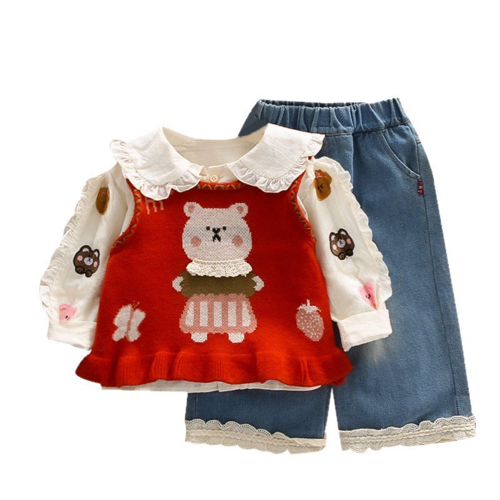 

Детский повседневный комплект с длинным рукавом, удобные наряды для повседневной носки 90 красный