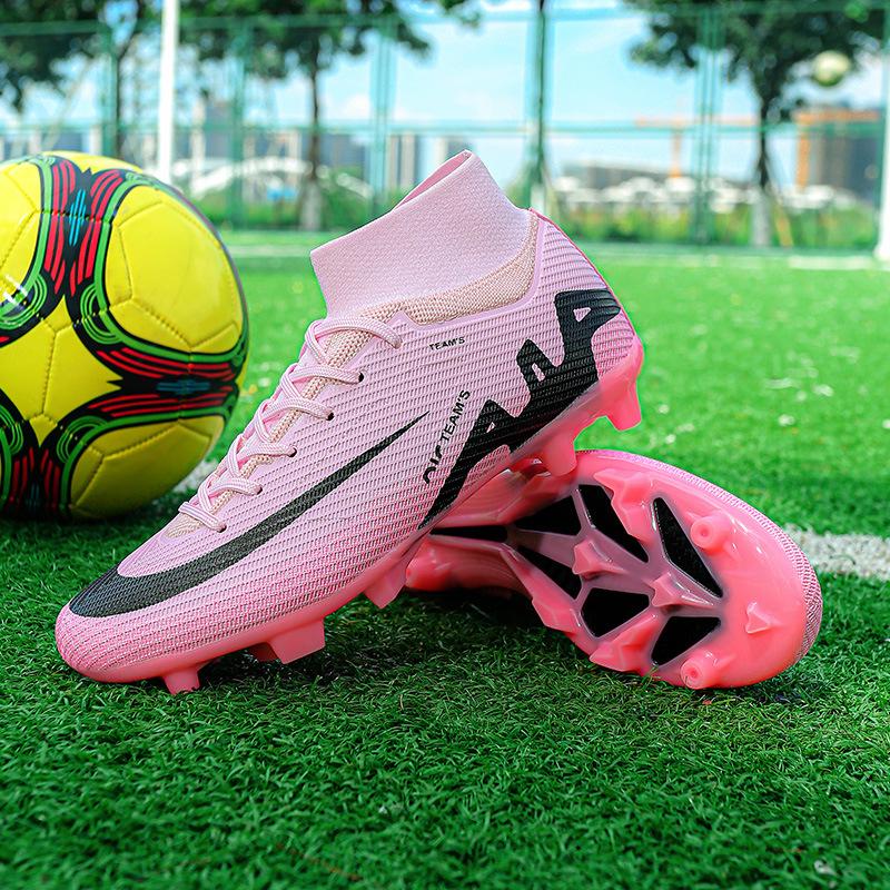 Foreign trade high-top football shoes men's and women's TF knitted mesh sports AG sneakers special training shoes for sports competitions