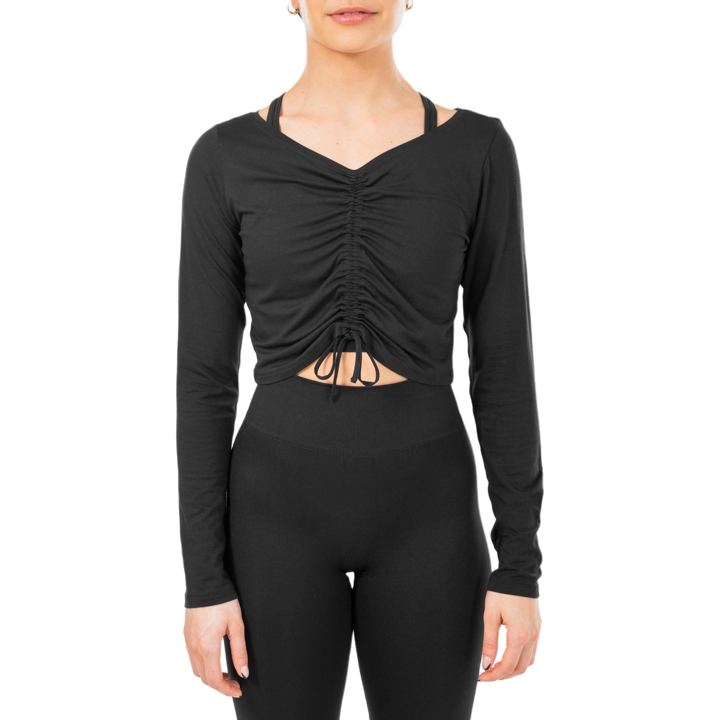 

DECATHLON STAREVER Comfortable, Soft, Lightweight, Stretchy Long Sleeve T-Shirt Women s Black S-165/88Y чёрный