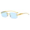 Frameless square sunglasses colored men's and women's retro leopard head metal sunglasses cheetah decorative sunglasses