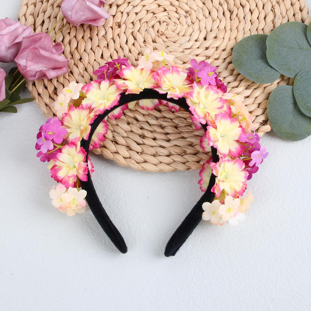 Fashion Women Bride Flowers Headband Chinese Style Flower Crown Hairband Ladies Elastic Beach Wedding Hair Accessories Headband