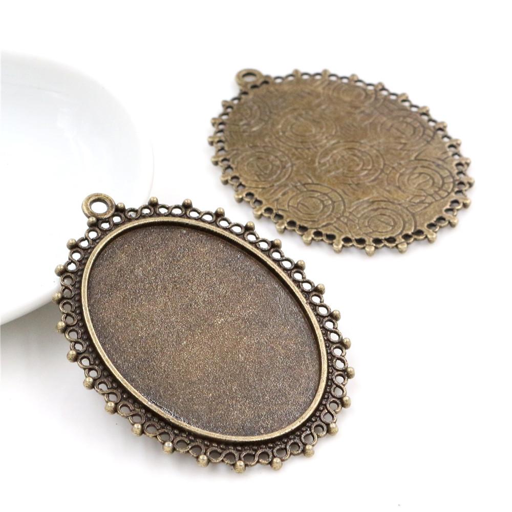 5 Stück 30x40mm Innenmaß 7 Farben Vergoldete Cabochon-Fassung Anhänger Charms