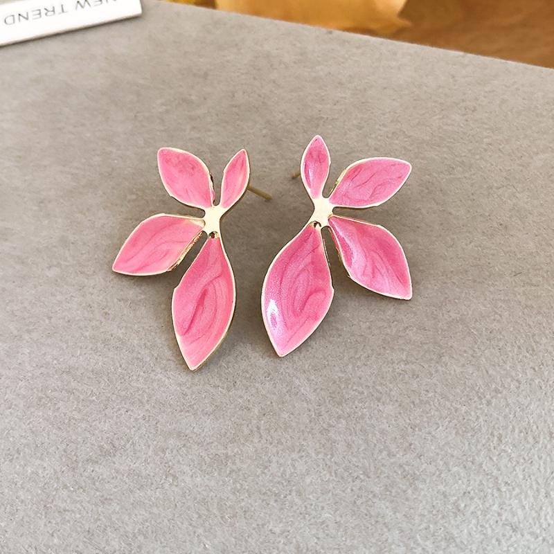 Vintage Metal Colorful Oil Dripping Flower Big Earrings For Women Sweet Simple Fashion Bohemia Trendy Jewelry Accessories Gifts
