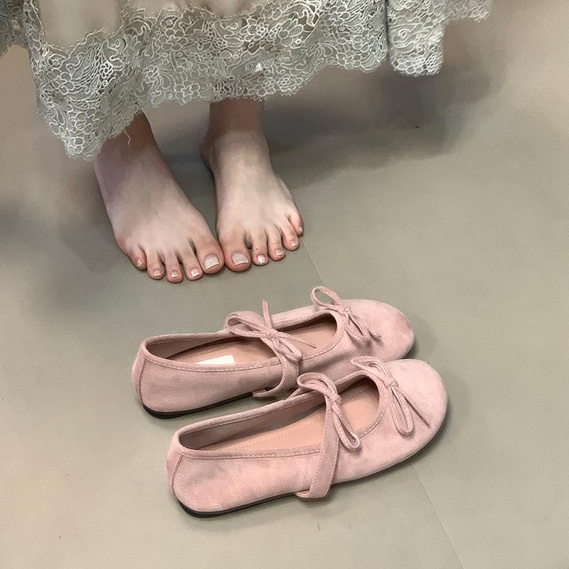 Evening wind flat-soled single shoes 2025 spring new ballet shoes French double bow Mary Jane early spring women's ladyshoes