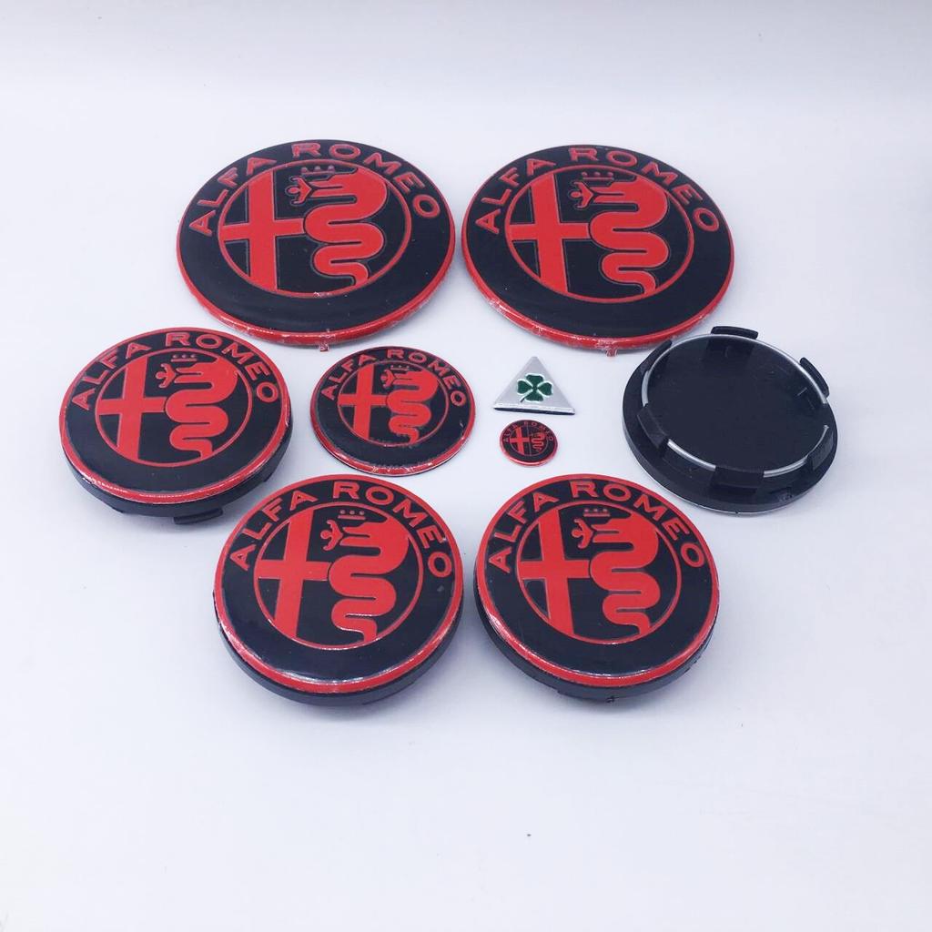 FPEV2 1 rinkinys 9 vnt. 50 mm ratlankio centrinis dangtelis Alfa Romeo 147 166 74 mm variklio dangčiui, bagažinei 40 mm vairo emblema Brera Spider Giulietta