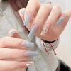 Elegant Crystal Blue Skin-Whitening Nail Art Tips - Detachable & Stylish Wearable Nails