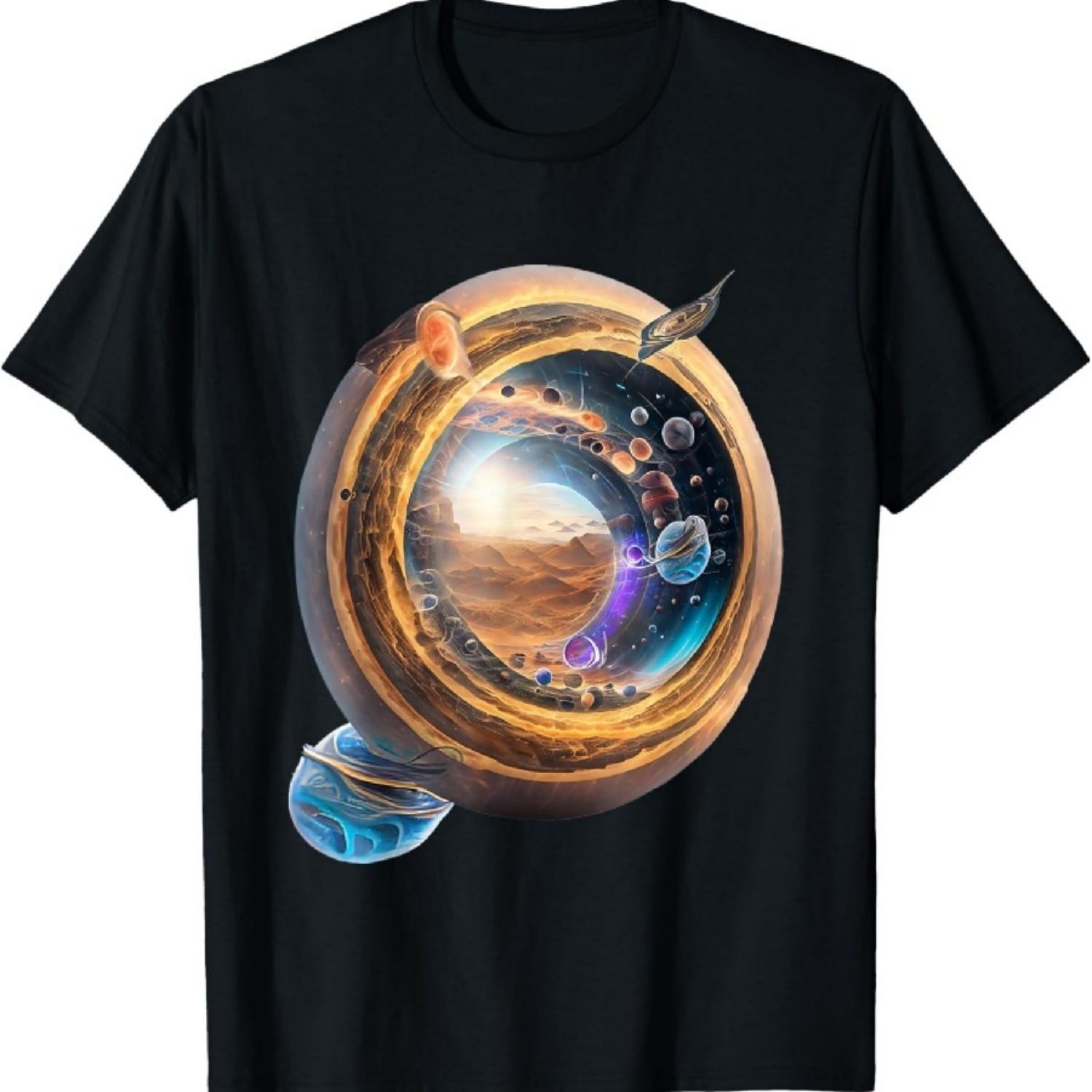UnusedPerspective design Wormhole Planets on Einstein-Rosen Bridge and White Hole T-Shirt S