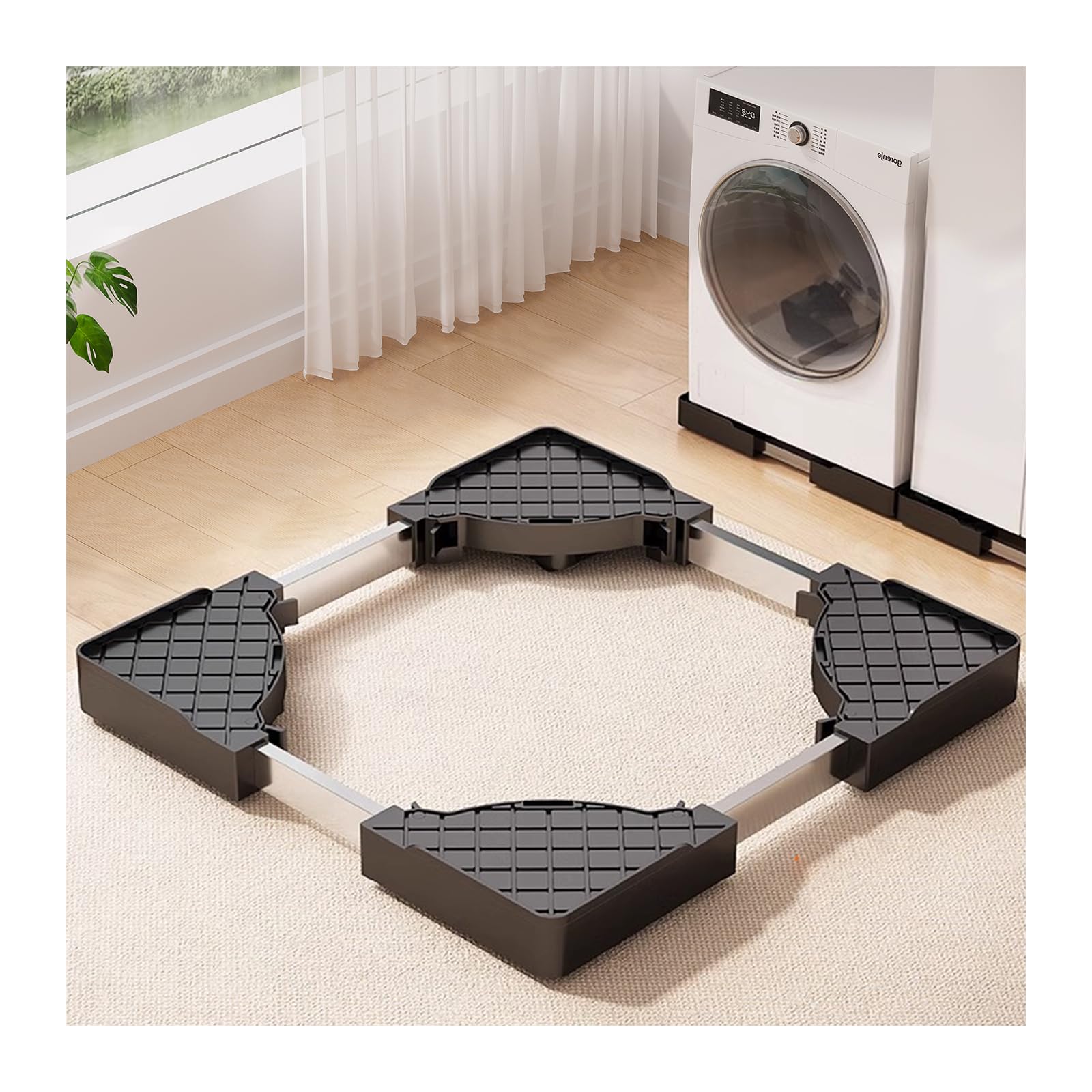 

Sythdio Myth Washing Machine Washing Machine Raiser with Waterproof Pan and 16 Hidden Washing Machine Refrigerator Adjustable Length and Width чорний