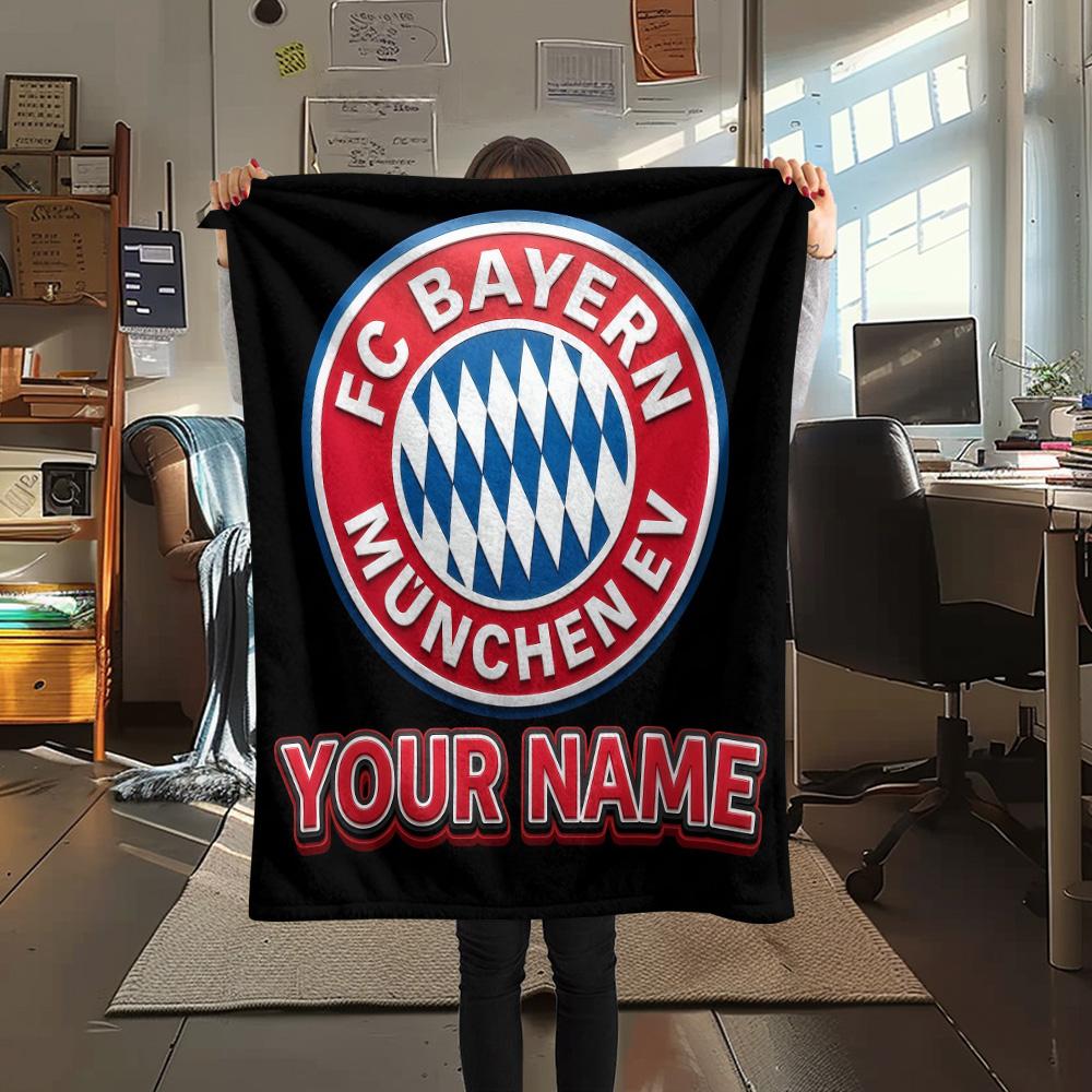 Custom Name Bayern Munich Flannel Blanket, High Quality Comfortable for All Seasons, Home Decor, Warmth and Comfort