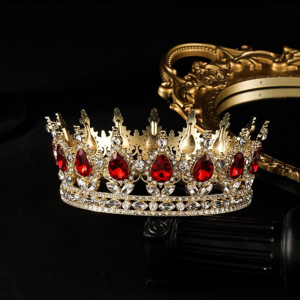 European-American Queen Crystal Alloy Round Crown Wedding Headdress