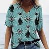 Summer V-neck 3D Cat Printed Top Fashionable Casual Short Sleeved Women's T-shirts