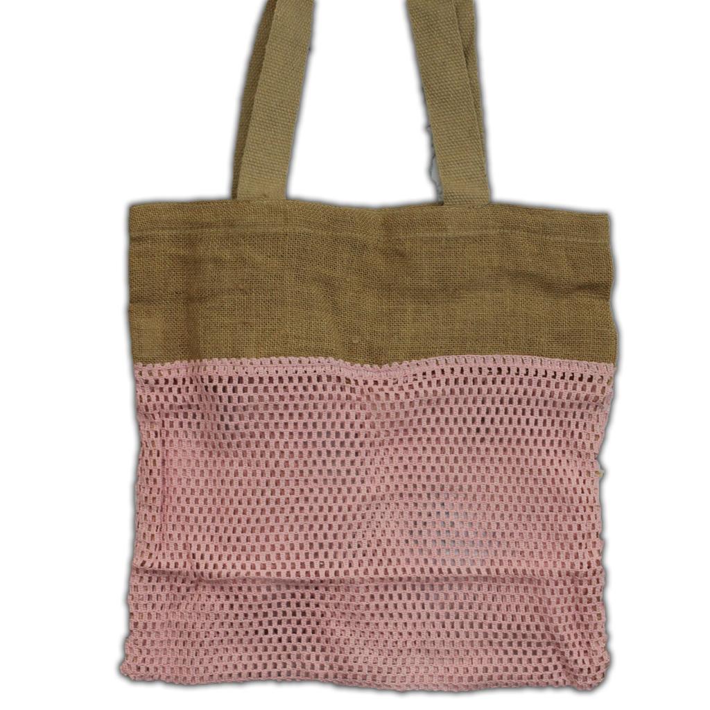Jute Cotton Tote Bag, Rose