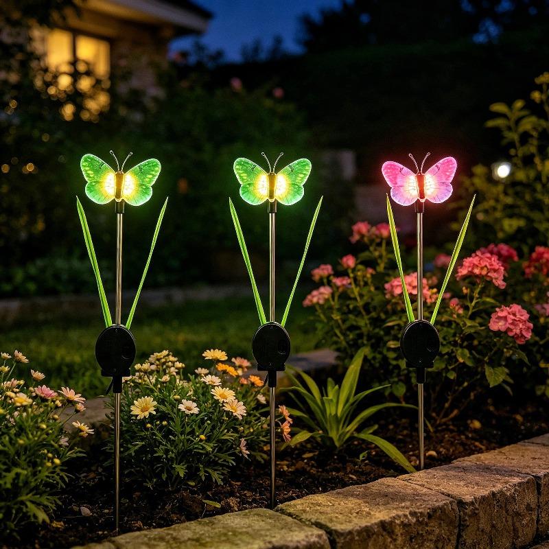 Solar Powered Butterfly LED Stake Lights Multicolor Waterproof Outdoor Garden Lawn Pathway Lights for Yard Patio Decor