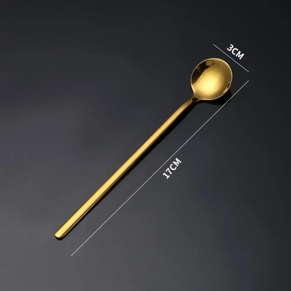 Stainless Steel Coffee Spoon Juice Tea Spoons Ice Cream Scoop Stirring Spoon Tableware Long Handle Tea Dessert Spoon