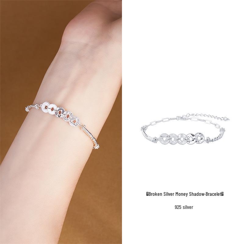 

S925 Sterling Silver Five Emperor Coins Bracelet - Modern Chinese Luxury Jewelry Gift. 925 Sterling Silver