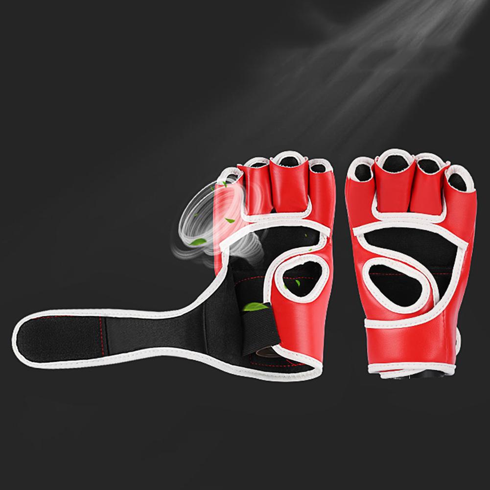 Halbfinger Boxhandschuhe Trainingshandschuhe Tragbare PU Kickboxen Schutzhandschuhe Reißfest Atmungsaktiv für Sportzubehör