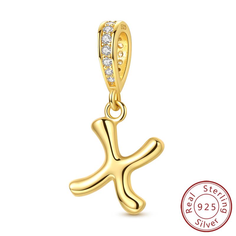 Dekorative Charms Perlenelemente Echtes Kupfer A-Z Alphabet 26 Buchstaben Charm Dekorationen Anhängerstück Geeignet Für Authentischen Armreif Armband