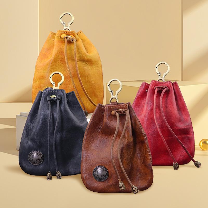 

1 шт. Кошельки, маленькая сумка для ключей от машины, простая сумка для хранения, кошелек для монет на шнурке, ретро-сумка на талии, подвесная воловья кожа жёлтый