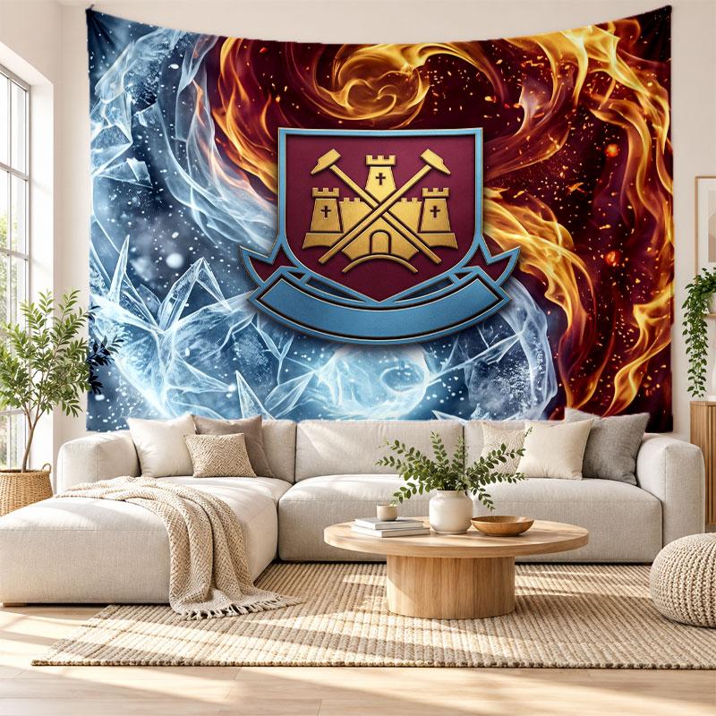 West Ham United Football Wall Tapestry, Soft Fabric Wall Hanging, Decorative Backdrop For Bedroom Home Wall Art