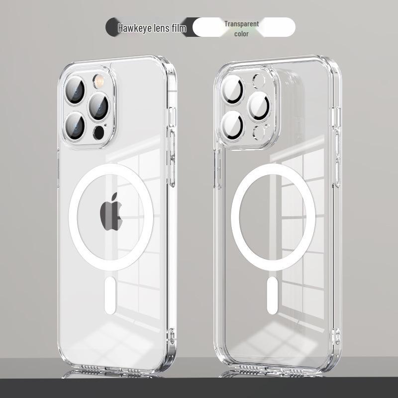 

Green Magnetic Transparent Silicone Case with Lens Film for iPhone 15 iPhone 15 Plus