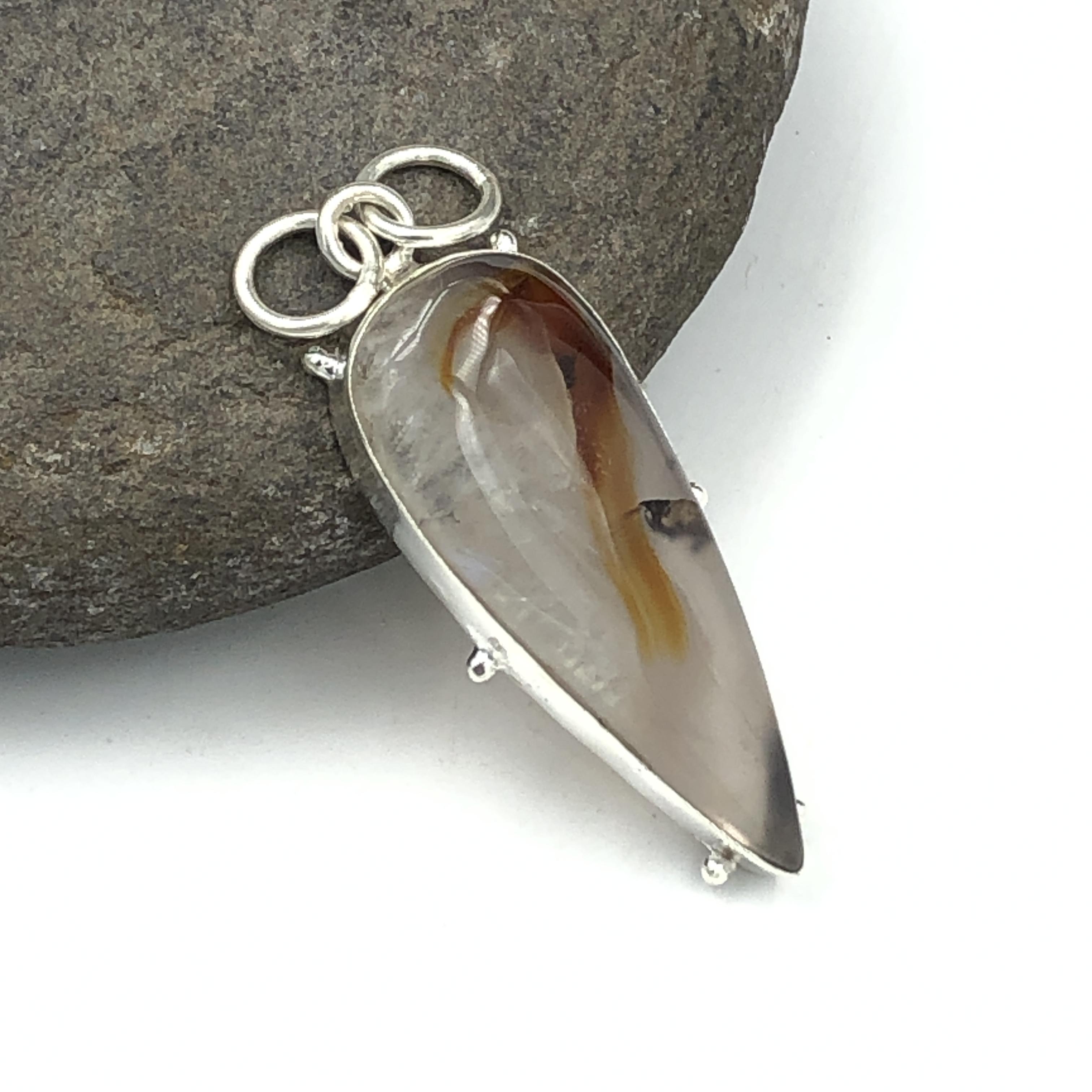 

Natural Dragon vein Agate Gemstone 925 Sterling Silver Jewelry Pendant 2.03 AJP-213