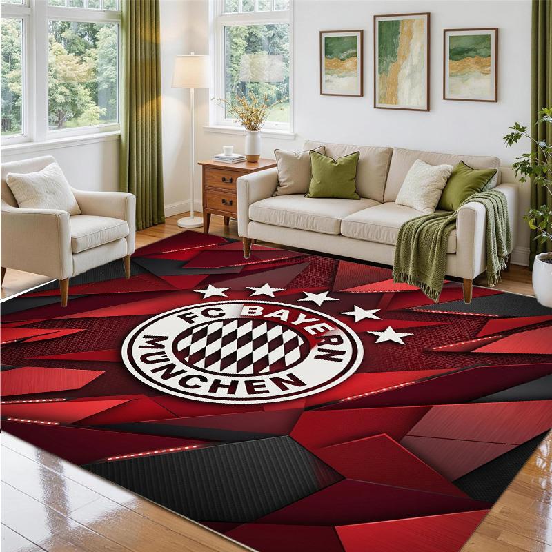Bayern Munich Design Crystal Velvet Rug Soft Decorative Mat for Bedroom Entrance