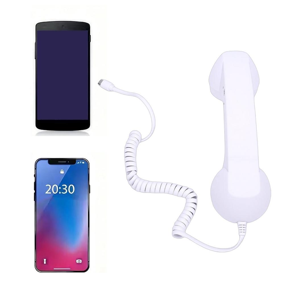 Retro Phone Handset Type C Wired Telephone Handset Handheld Receiver with Mic and Speaker for Conference Call