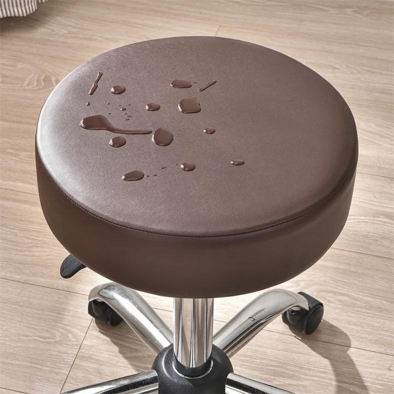 1/2pcs Waterproof Round Stool Cover PU Leather Bar Seat Slipcover Bar Stool Seat Cover Home Restaurant Chair Furniture Protector