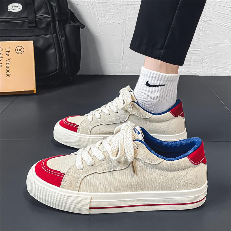 Men's shoes trendy shoes summer niche black casual canvas shoes Korean board retro versatile sports big head board shoes men's