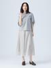 Beams Heart Stripe Blouse with Voluminous One Size Women's S/S Sleeves,