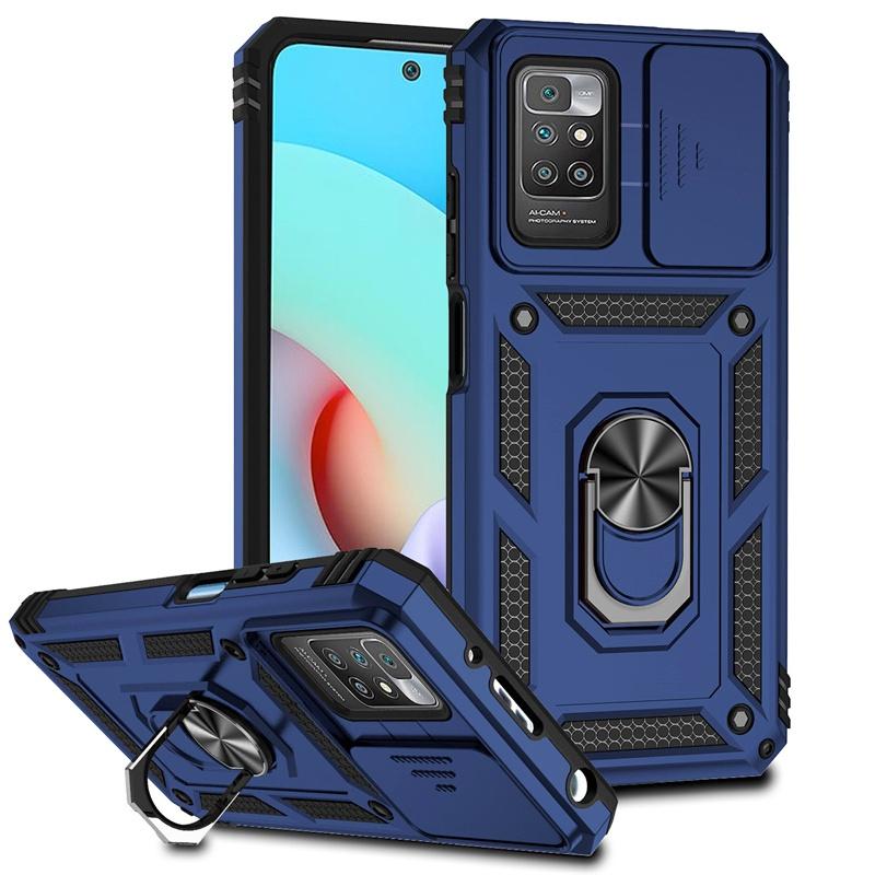 Shockproof Armor Case For Xiaomi Redmi 10 10C 10A 9C 9A 11A 12C Slide Camera Lens Protective Cover Ring Stand Holder Funda Coque