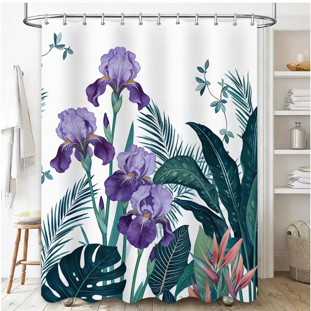 Elegant Floral Butterfly Shower Curtain – Waterproof Bathroom Decor with Tropical Plants, Multiple Sizes 90x180cm - 300x180cm