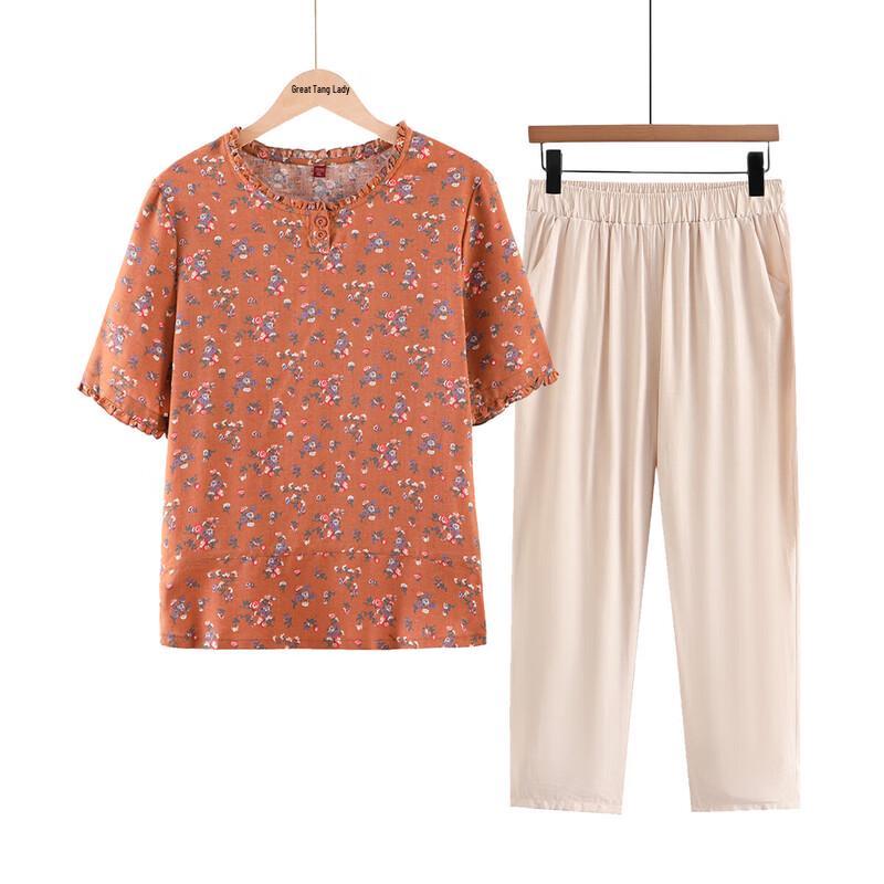 Elderly Women s Breathable Short-Sleeve Outfit Set XL