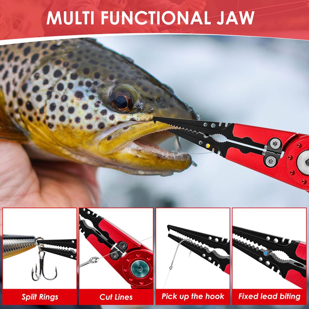 Aluminum Multitool Fishing Pliers Hook Remover Line Cutting and Split Ring Fishing Gear Fishing Tools Sets Split Ring Pliers