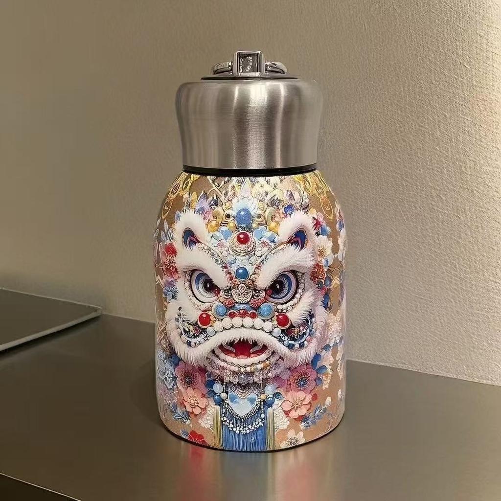 Xiaopangding thermos cup retro Guochao peacock water cup portable creative 316 stainless steel cup high value gift cup