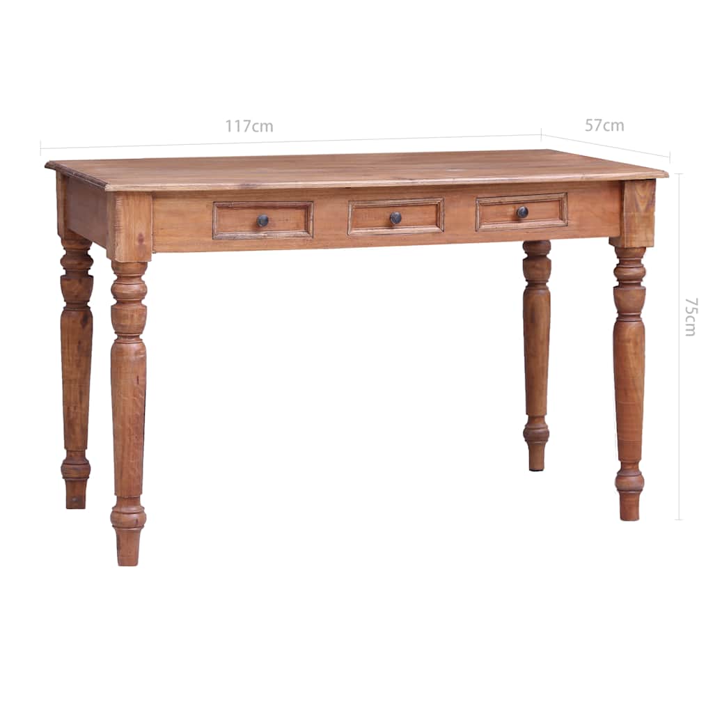 Desk with Drawers 117x57x75 Cm Reclaimed Solid Wood