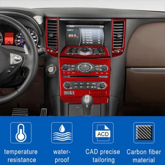 Red Carbon Fiber Central Console Cover Trim For Infiniti FX35/37/50 QX70