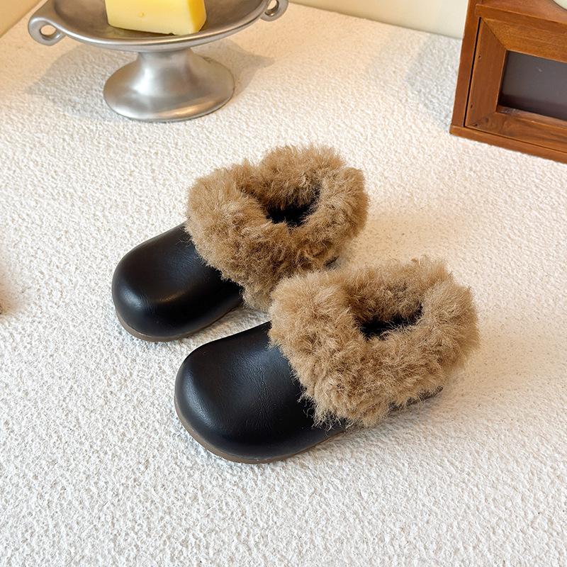 Winter-Plüschschuhe im Birkenstock-Stil für Mädchen: Warme Baumwoll-Hausschuhe mit dickem Sohle und Samt