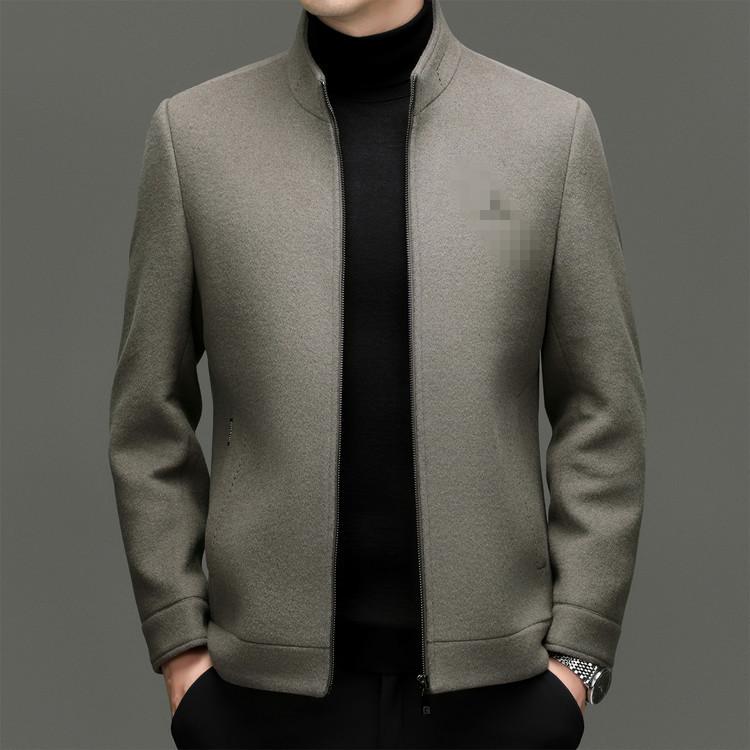 Men's Wool Double-Sided Stand-Up Collar Jacket: Autumn/Winter Middle-Aged Casual Thick Coat