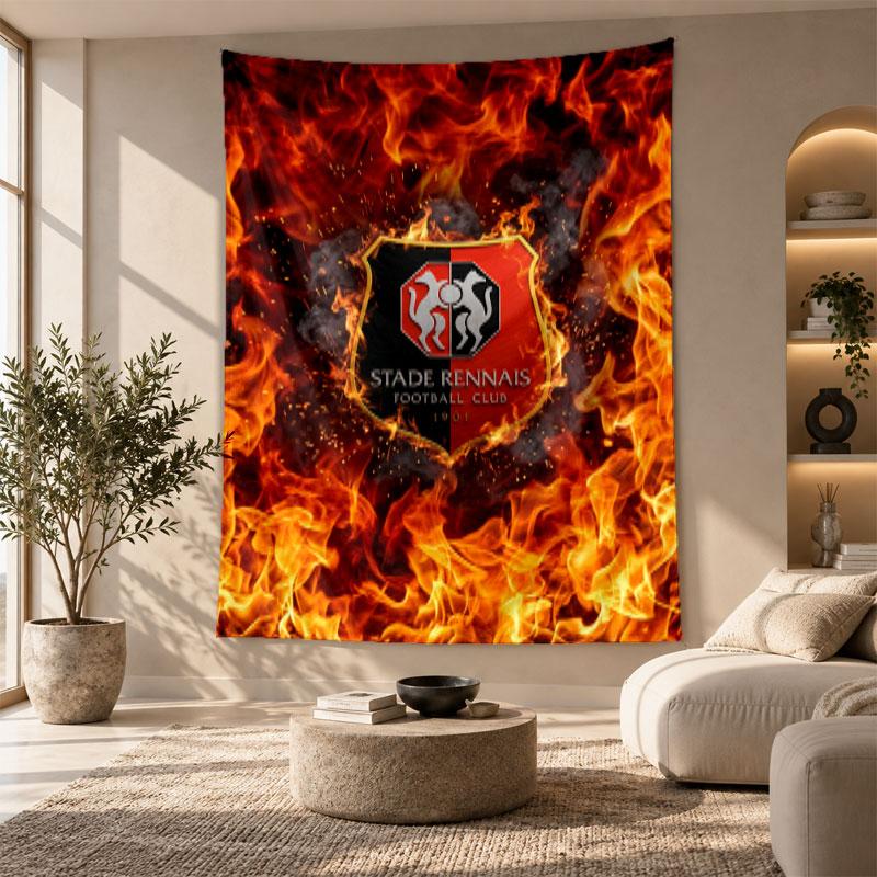 Decorative Tapestry,Stade Rennais FC Printed Wall Art, Lightweight Wall Hanging For Bedroom Background