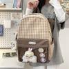 Girls Color Block Backpack Primary School Student Schoolbag Plaid Printed Small Backpack Travel Bag