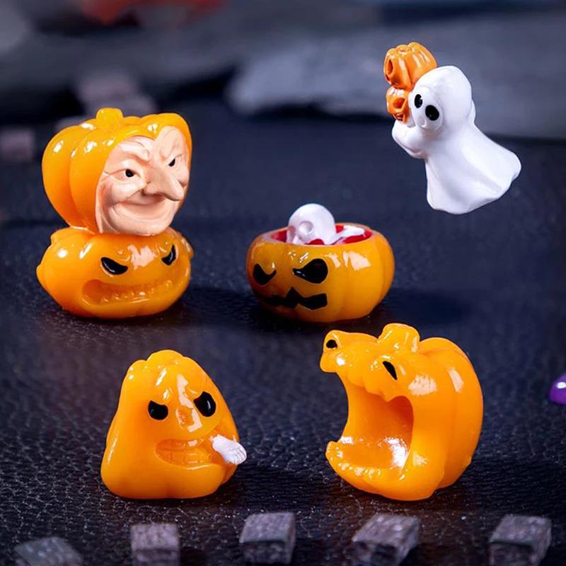 7Pcs Halloween 3d Pumpkin Ghost Furnitures Fairy Garden Crafts Diy Accessories Doll House Decor Micro Landscape Ornament