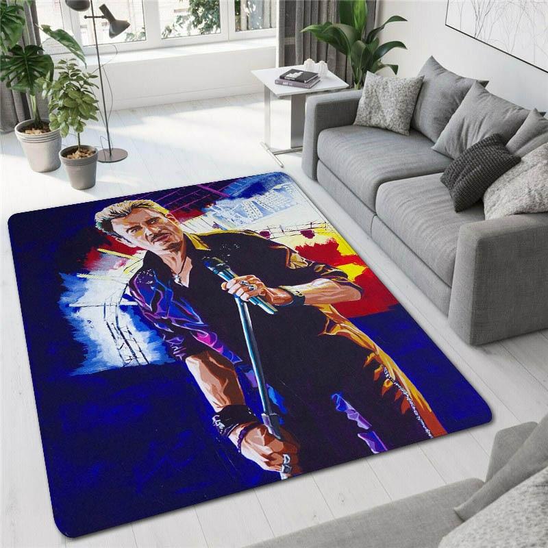 Französischer Rockstar Johnny Hallyday bedruckter Teppich, Spielzimmer, Wohnzimmer, Schlafzimmer, rutschfester Teppich, Fotografie-Requisiten, Geburtstagsgeschenk