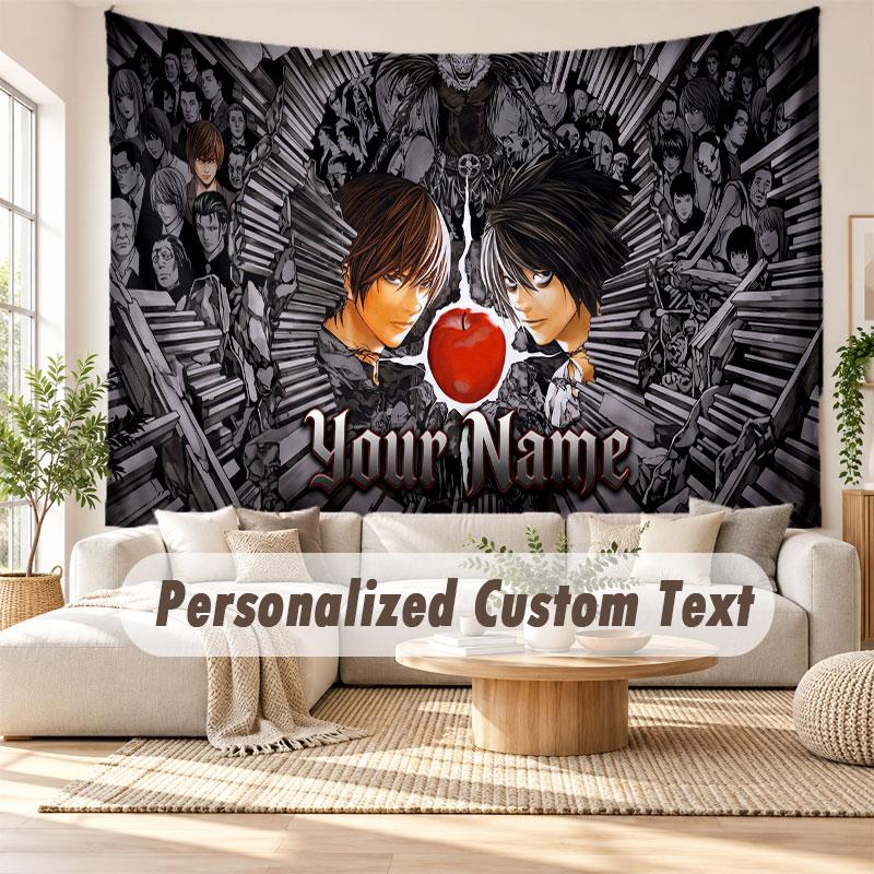 Arazzo da Parete con Nome Personalizzato, Arazzo Decorativo Sfondo Death Note per Dormitorio Casa